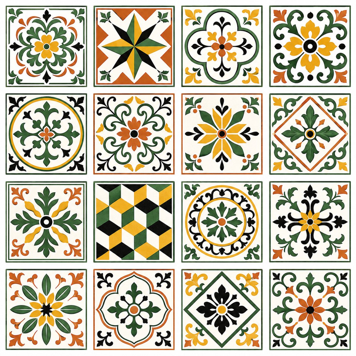 Tegelstickerset Azulejos 4 (16 stickers) 15 x 15cm per sticker - backsplash - peel and stick - plakfolie - voor badkamer, keuken of toilet - zelfklevend