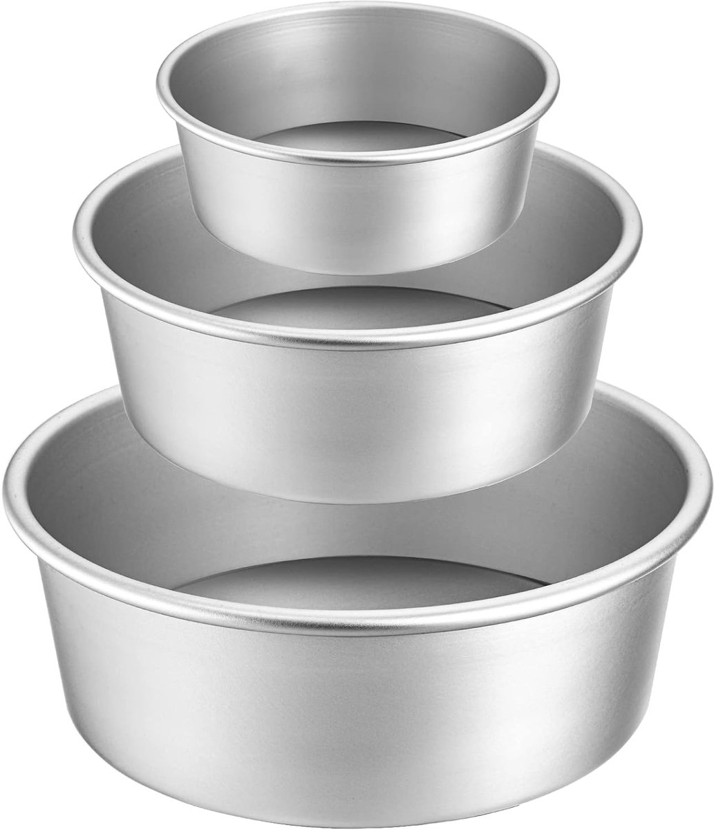 SnelShoppen - Set van 3 ronde taartvormen 10/15/20 cm, aluminium bakvorm met anti-aanbaklaag en afneembare bodem voor perfecte fruittaart, taarten en
