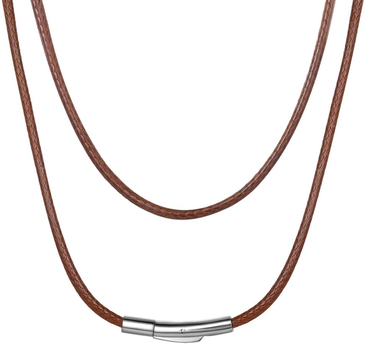 Ketting, modieus, waterdicht, roestvrij staal, kunstleer, herenketting, damesketting, zwart/bruin/roze/rood/wit, halsketting met naar keuze lengte (41/46/51/56/61/66/71/76 cm