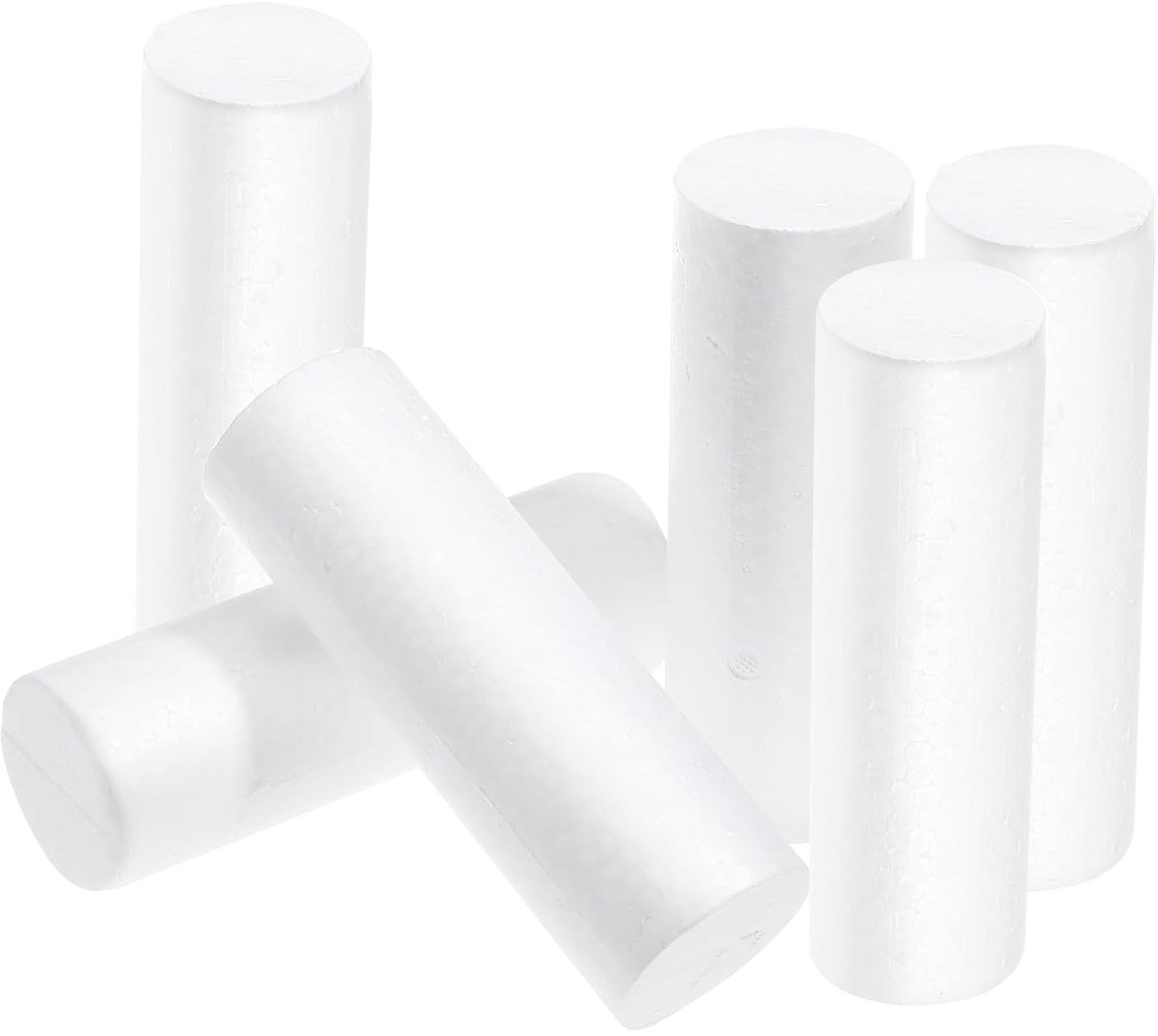 6 stuks schuimcilinders om te knutselen, 5 x 15 cm, witte schuimstofstandaard, schuimstokken voor doe-het-zelf kunsthandwerk, bloemenkunst, Kerstmis en woondecoratie