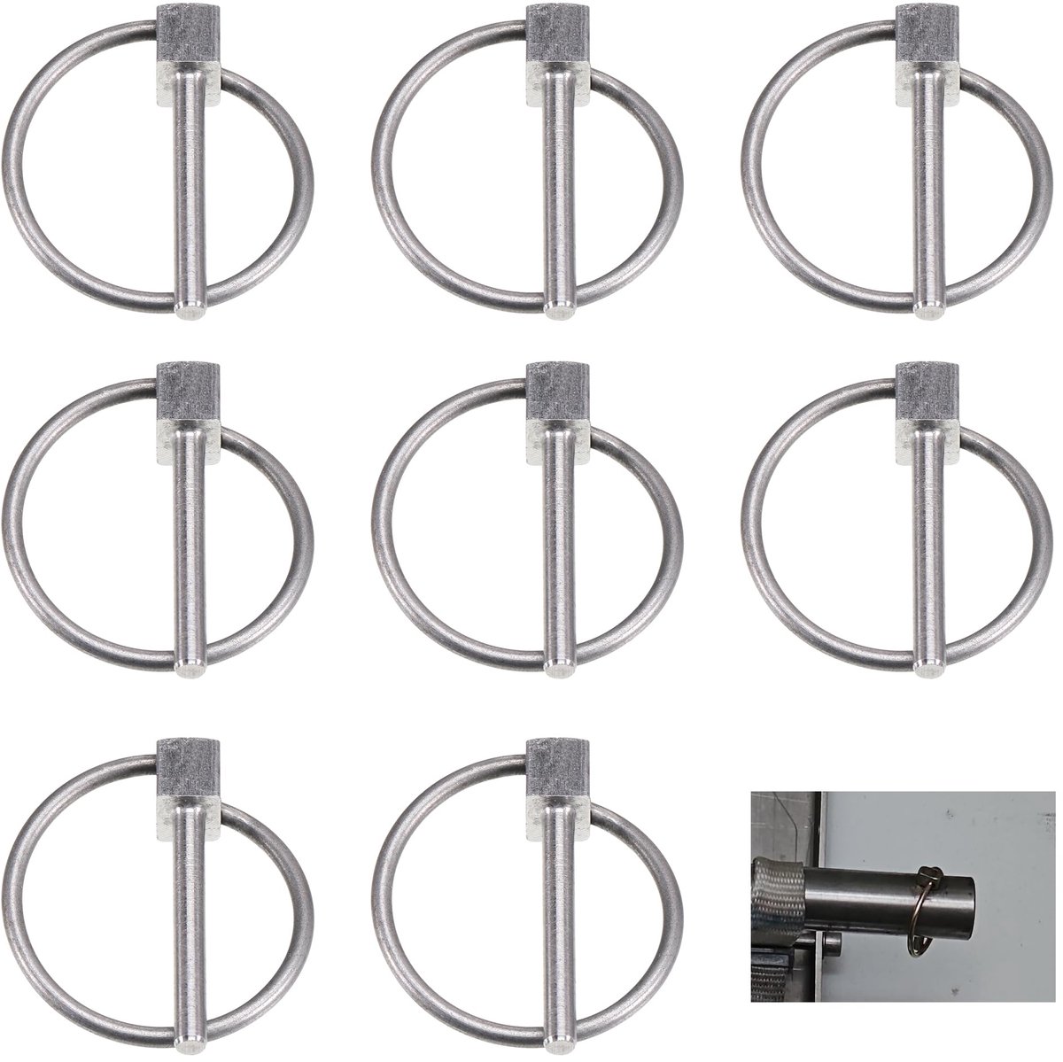 Set van 8 klepsplinten, klepsplinten 3mm roestvrij staal veiligheidspen veiligheidsstift klepstekker Lynch-pin veiligheidsbout ring klepsplint voor boot, fiets, aanhanger, tractor