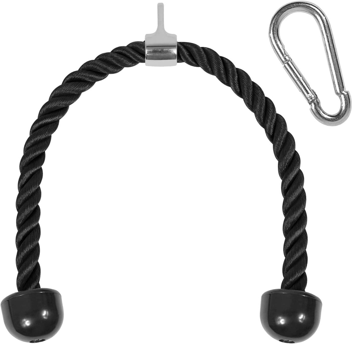 Deluxe Tricep Touw Kabel Bevestiging, 27 & 36 inch, Oefening Machine Bijlagen Katrol Systeem Gym Pull Down Touw met Karabijnhaak, Laadpen 1" en 2" Gewichtsplaat