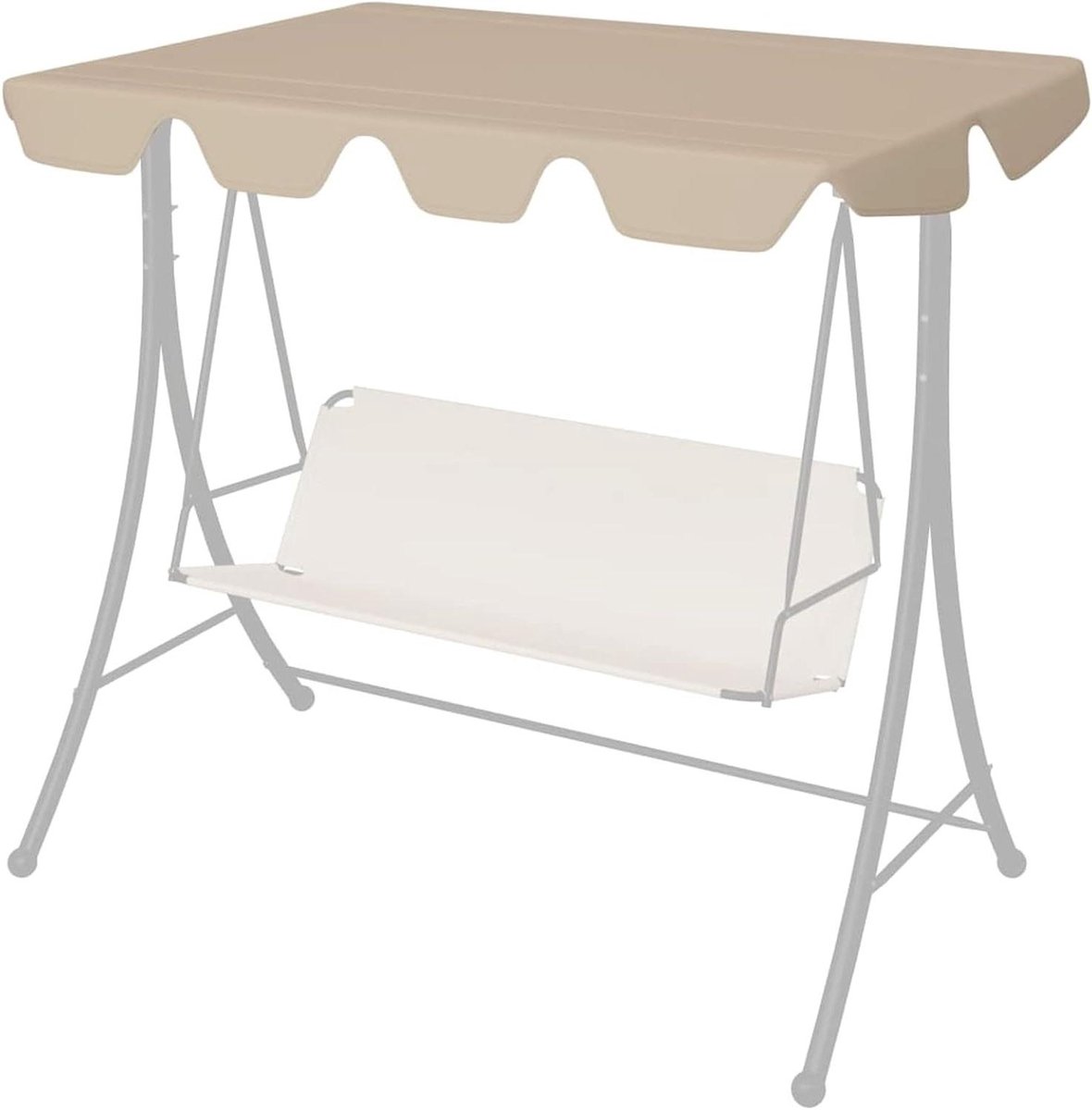 Vervangend Dak voor Schommelbank - Beige - 188/168 x 145/110 cm - Hoogwaardig Polyester met PVC-coating - Waterafstotend Reservezeil - 270 g/m² Luxe Kwaliteit