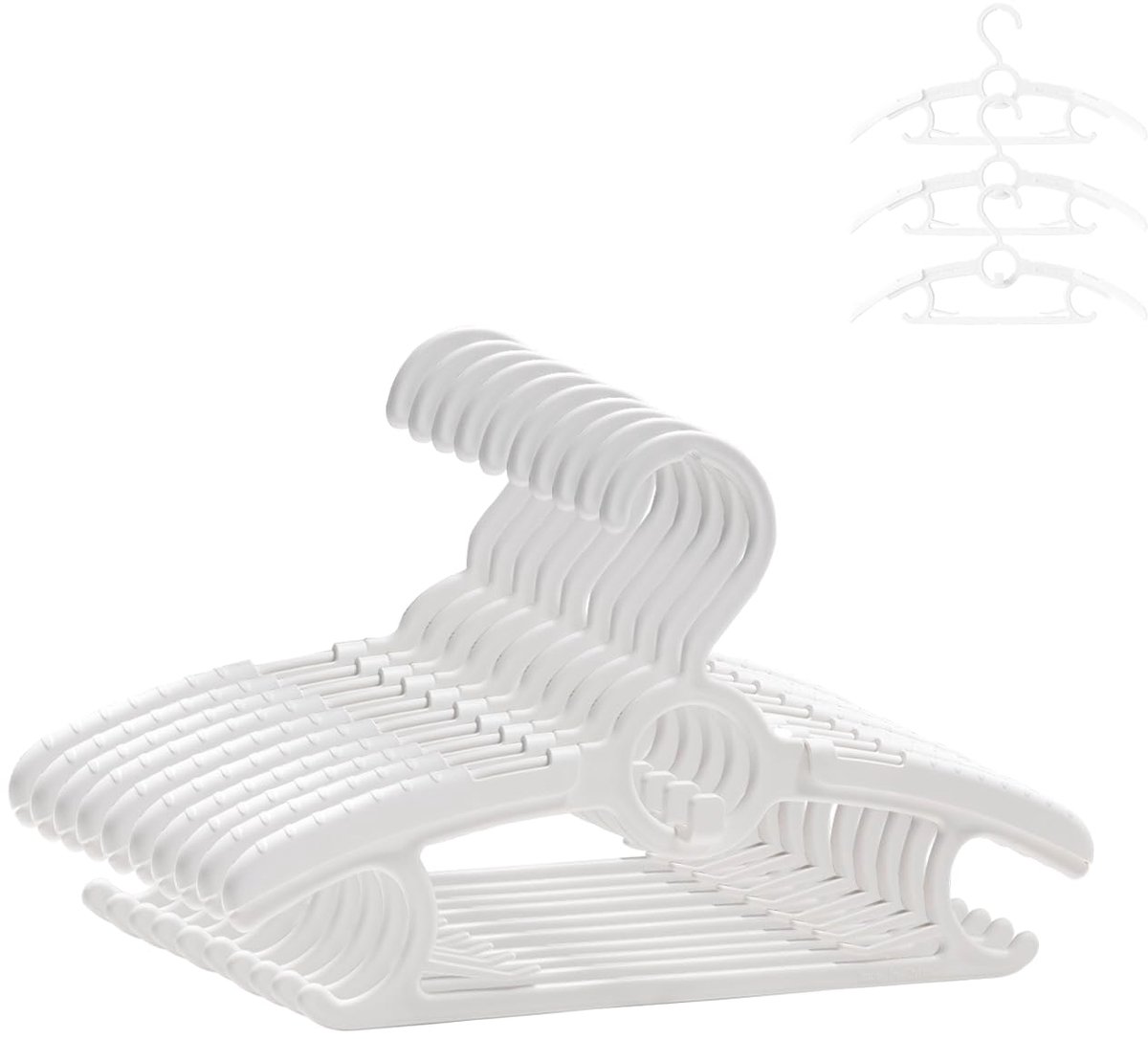 Babyhangers voor de kinderkamer kast, 11''-14.5'' verstelbare anti-slip kinderhangers, ruimtebesparende stapelbare plastic hangers voor baby peuter kinderen kinderen (10