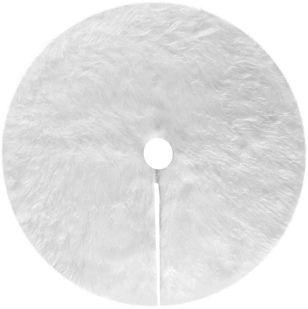 Kerstboom rok ronde sneeuw pluche kerstboom rok basis vloermat cover voor kerstvakantie feest decoratie (wit, 35 inch)