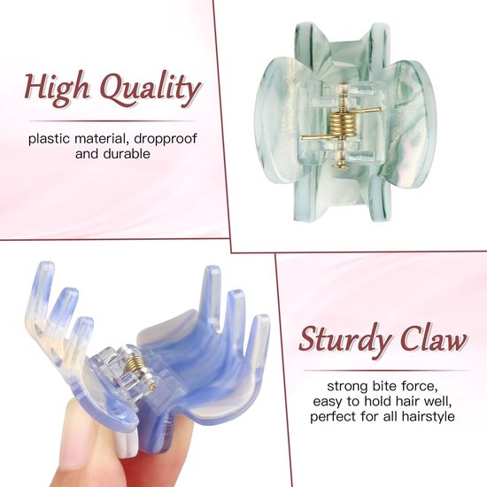 Haarklemmen, 6 stuks, kleine haarspelden voor dames, gemiddeld en dun haar, antislip klauw, haarspelden, schildpad-celluloseacetaat, haarklemmen voor vrouwen en meisjes — afbeelding 4
