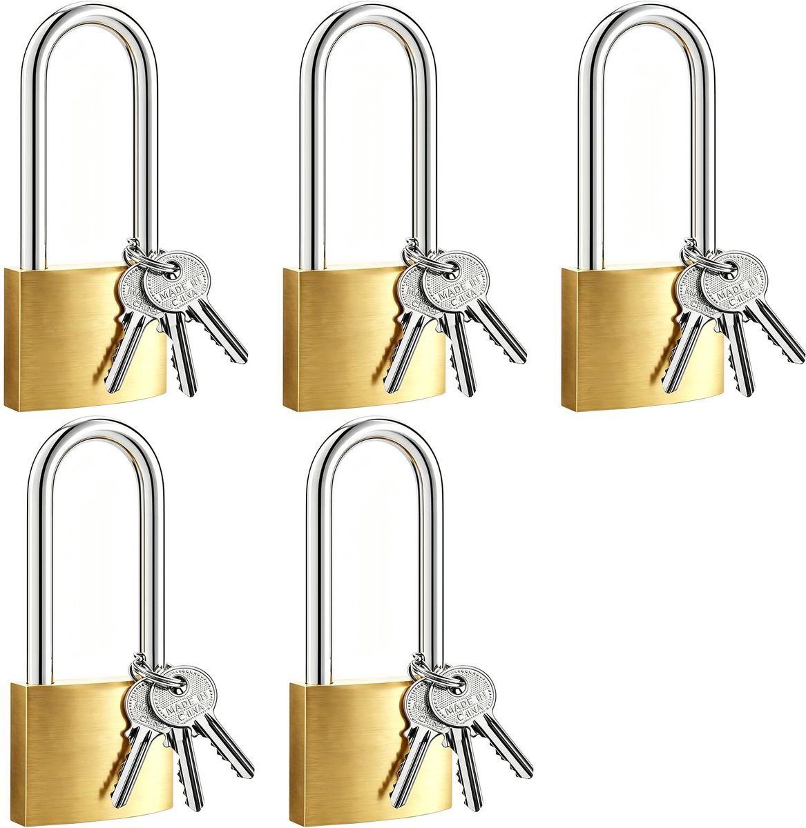 5 stuks hangslot, klein hangslot, kofferslot met sleutels, veiligheidsketting voor bagage, kluisjes, koffer, vliegtuig, reistassen, kasten, gereedschapskist (32 mm)