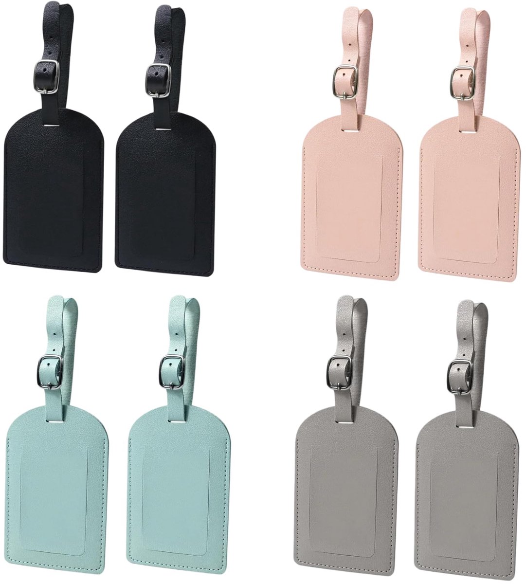 8 stuks gepersonaliseerde bagagedragers, kofferlabels van leer, bagagelabels voor koffers, tassen en rugzakken, stickers met naam en adres, gekleurde etiketten