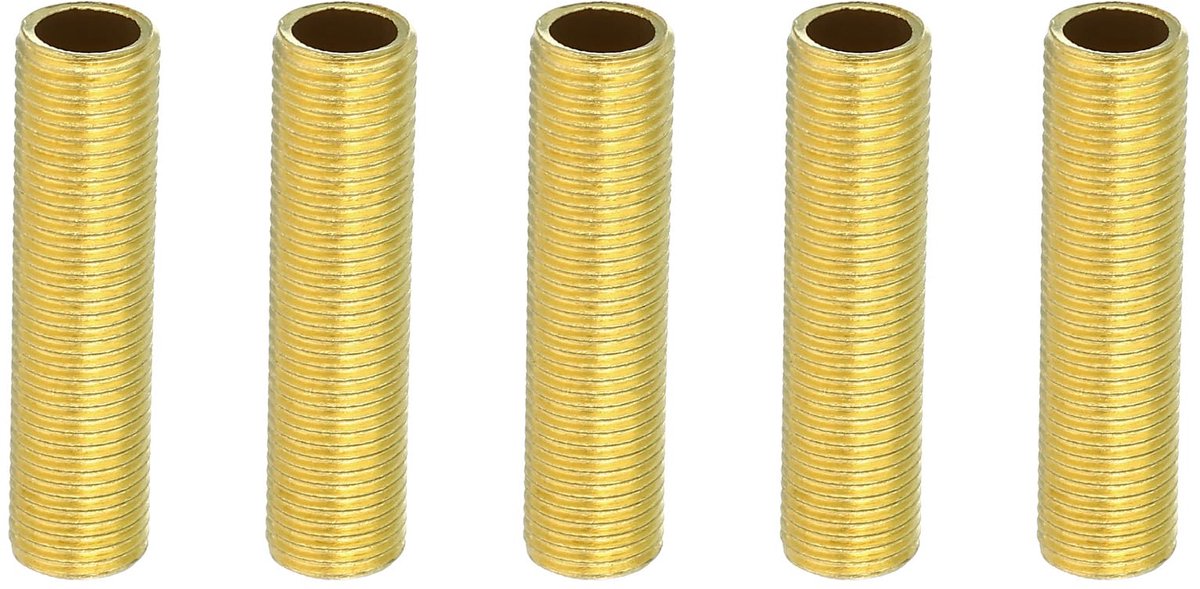 M10 Fijne Draad Lamp Pijp, 5 Pack 40mm Schroefdraad Holle Buis Adapter Messing Koppeling Connector Pijpfitting
