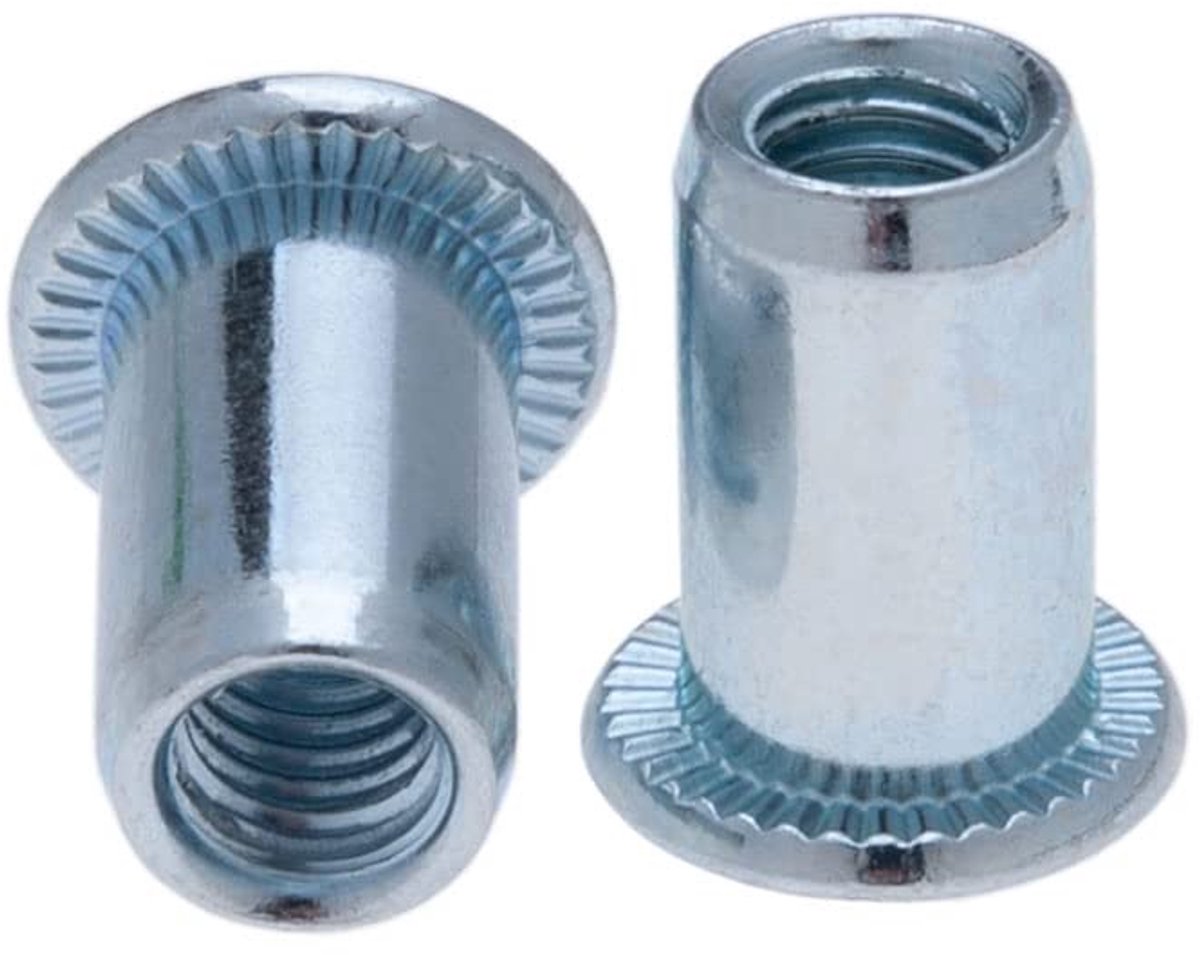 Blindklinkmoeren, cilindrische schacht met ronde kop, schroefdraad met open uiteinde, 10mm moer, verzinkt stalen klinkmoer voor staal, legering, koper, kunststof, glasvezel en composiet (50 pcs.)
