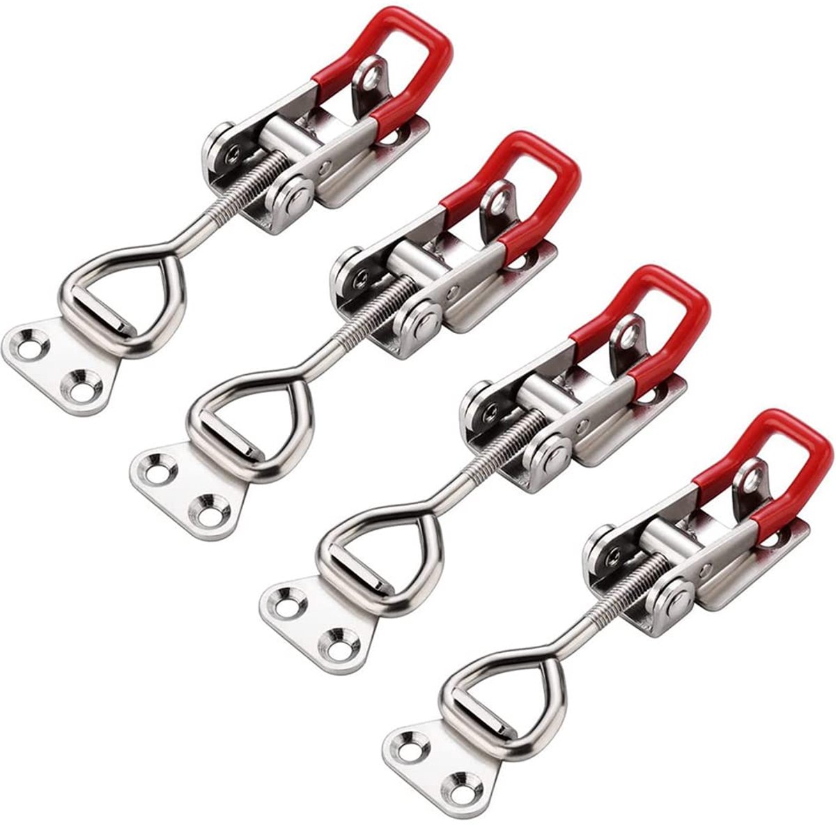 tuimelklemmen, metalen hendel sluiting, spansluiting, spansluiting, kistsluiting, verstelbare kniehendelspanner voor kratten, kisten, dozen, kast, lade, deur, raam, zilver