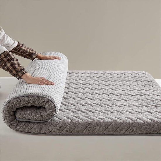Tatami Matras - Japanse Vloermat - Comfortabel Slapen - Huidvriendelijke Pluche - 120x200cm - Grijs — afbeelding 3