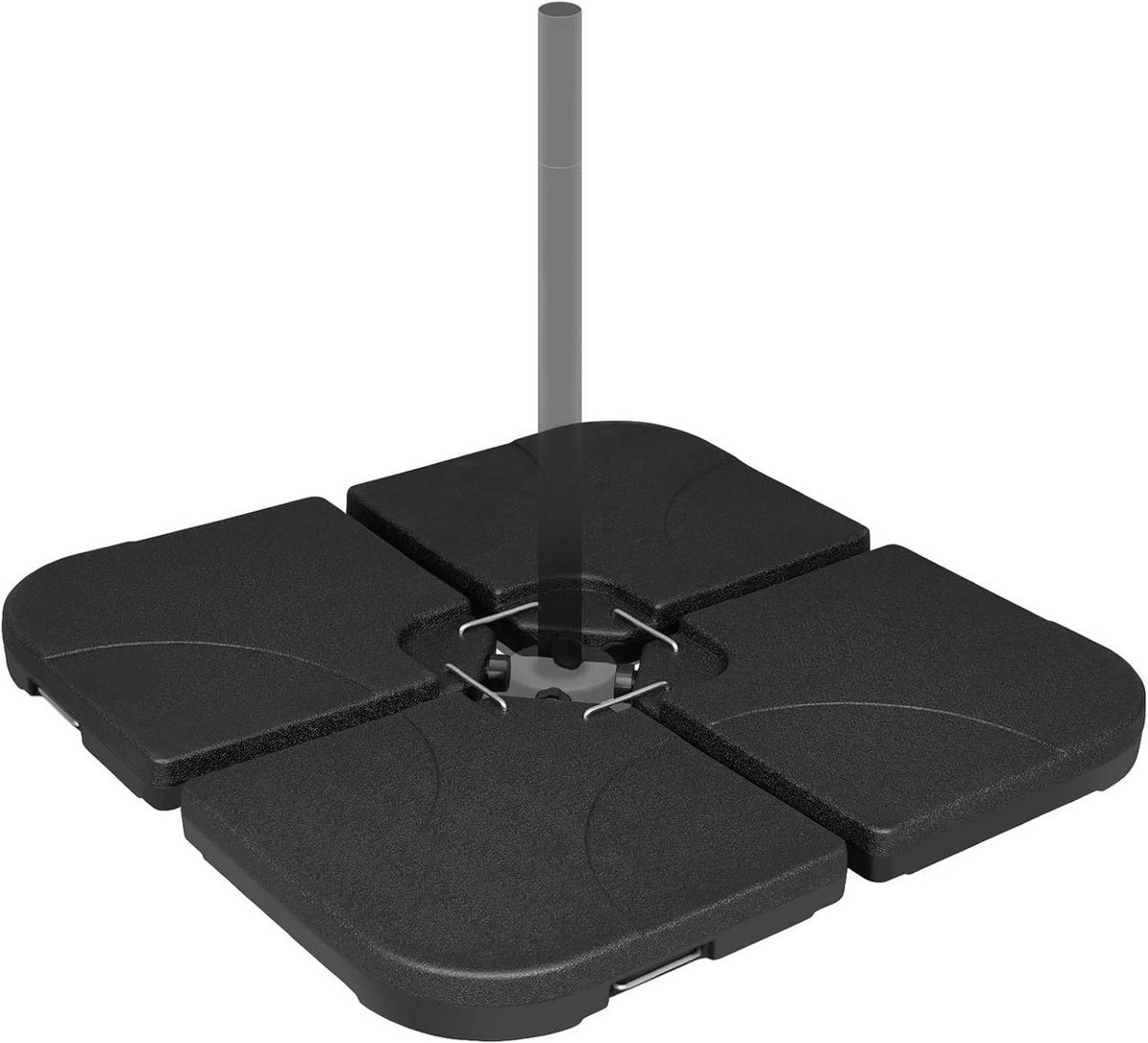 SureDeal® - parasolstandaard - 4-delig - Metalen connectoren - Gemaakt kunststof - Zwart - 50x50x7,5 cm