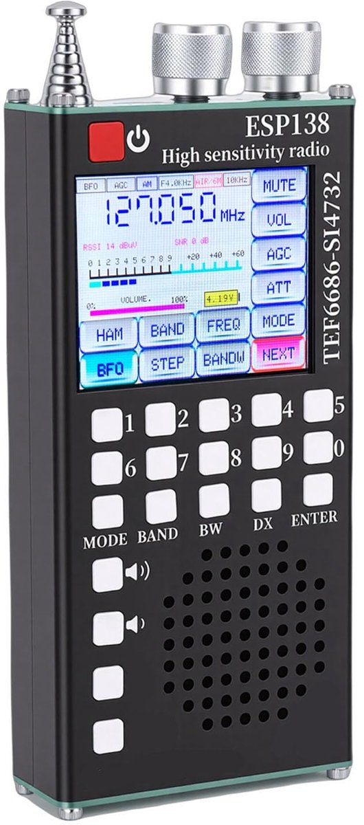 SnelShoppen - Jectse Full-band Radio met Dubbel Systeem TEF6686 en SI4732, 5.0, 2,4 Inch Touchscreen, FM LW MW SW AIR SSB-banden, DSP-ruisonderdrukkin