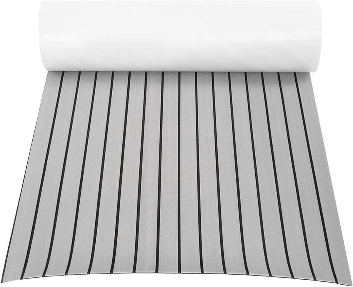 Bootvloeren Schuim - Teak Vlonderplanken - Varen en Recreatie - Zelfklevend Antislip - 240x90 cm - Lichtgrijs