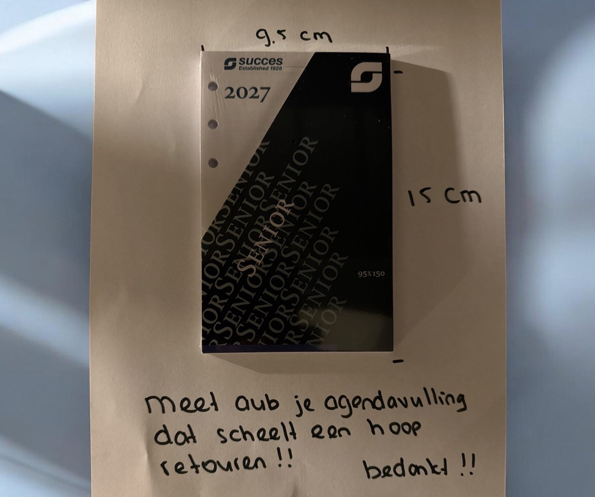 Succes Agendavulling 2027 - SENIOR - Wit Papier - alleen agendagedeelte dus GEEN BOX (9.5cmx15cm)....meet je agenda na voordat je besteld!!!!