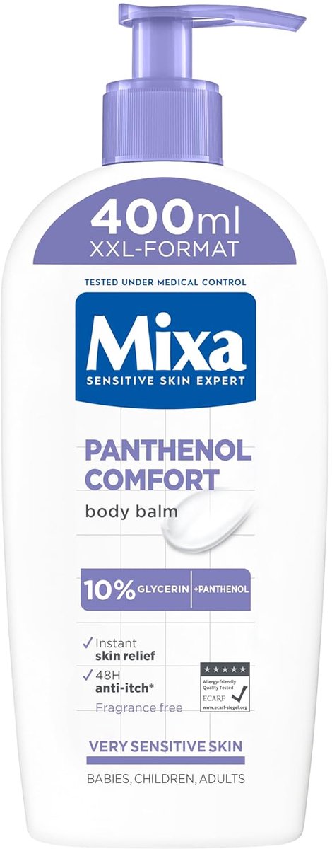 Mixa Panthenol Comfort Body Lotion XXL – 400 ml – Kalmerende Bodylotion met Panthenol & Plantaardige Glycerine – Voor de Gevoelige en Droge Huid