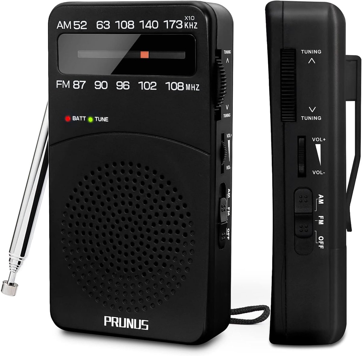 SnelShoppen - Draagbare AM/FM Radio, Compacte Batterijgevoede Pocket Radio met Uitstekende Ontvangst, Tuningknop met Signaalindicator, Transistor (AA)
