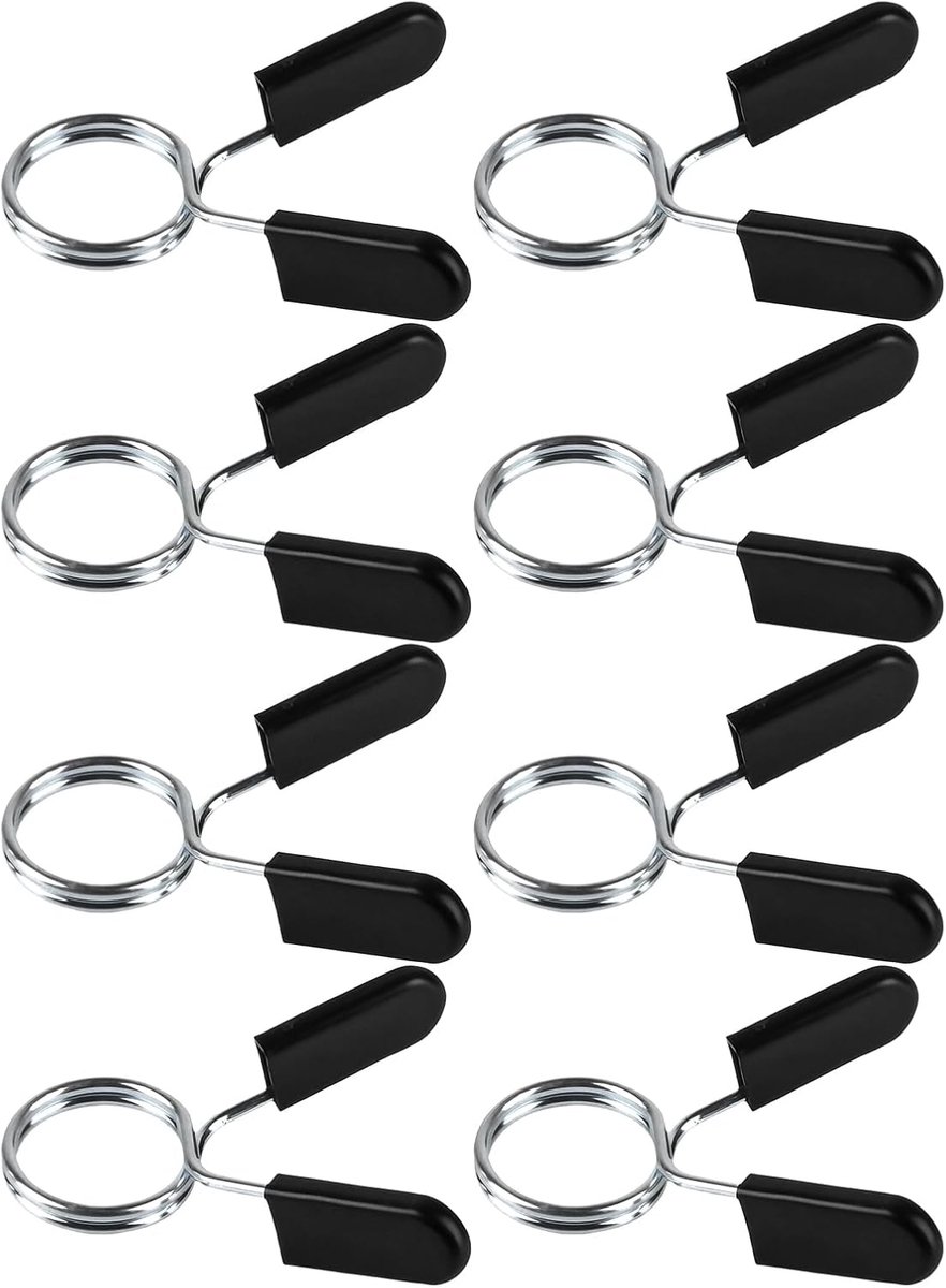 SnelShoppen - Pack van 8 Dumbbell Bars met Veerclips, 30 mm Dumbbell Clamps, Gewichtsklemmen voor Krachttraining, Fitness, Gewichtheffen, Gym, Duurzaa