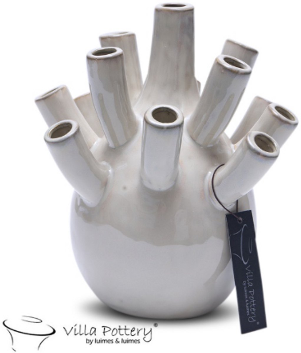 Vaas - Villa Pottery - Woondecoratie - Keramiek - Decoratie - Voorjaarscollectie - Waterdicht - Pinokkio 1_2 Wit