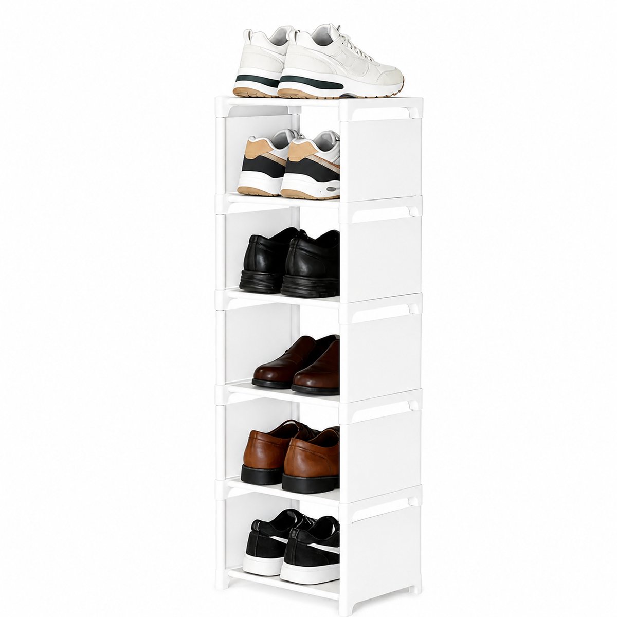 Reky Schoenenkast - Schoenenrek - Schoenenbank - Schoenen - Eenvoudige montage - 6 lagen - Wit - Anti-tip - 28 x 33 x 91.5 cm