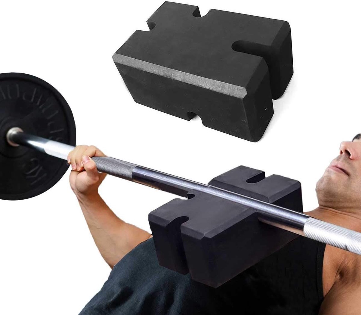 Thijox - Bench Press Block Press Blocks Boards Verstelbare 2-5 Bench Board voor Home Gym, Fitness Accessoires, EVA, Zwart, 18x14,5x8 cm en 22x15x10,2