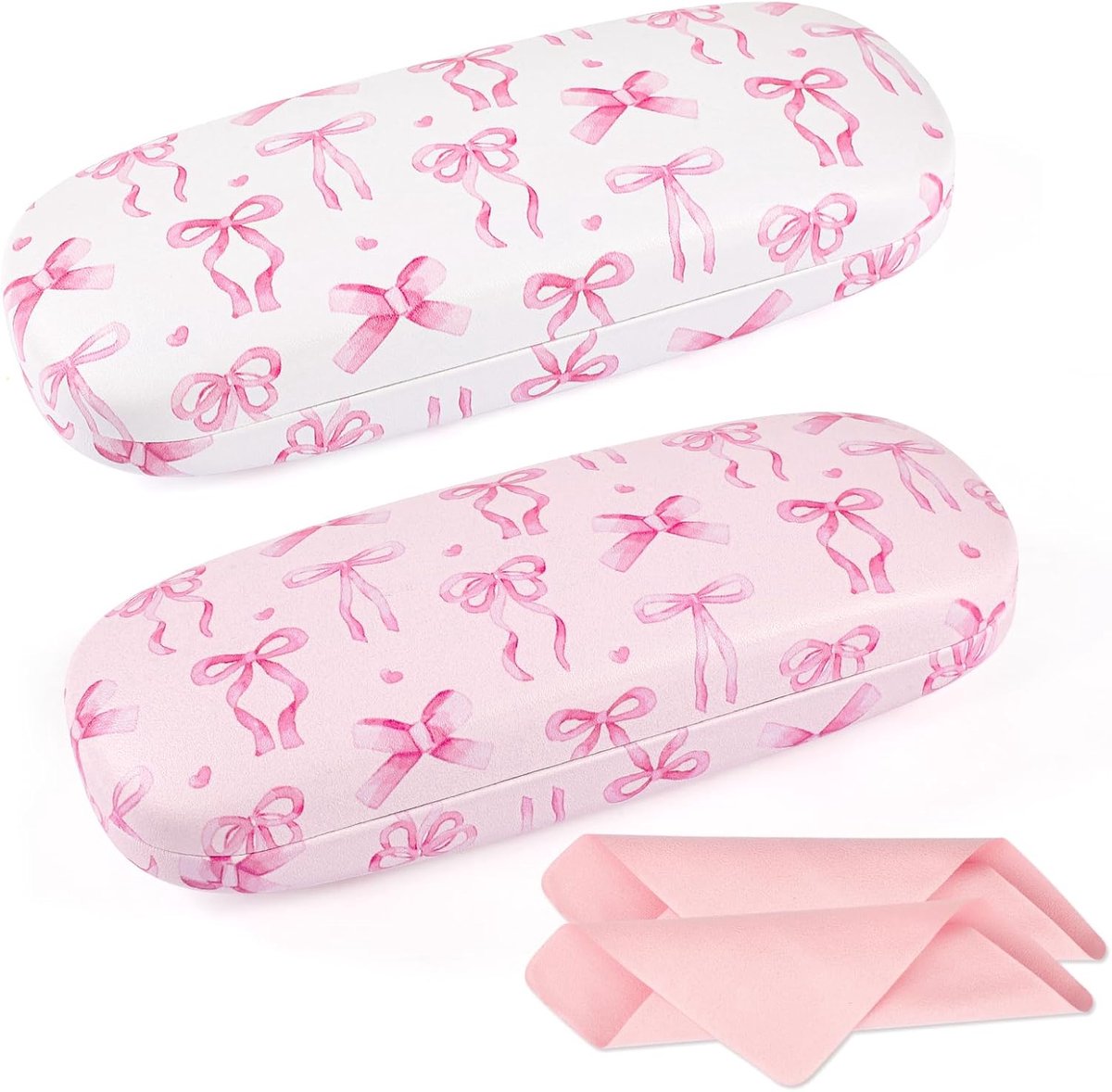 Brillenetui 2-pack - harde brillenkoker - wit en roze - bescherm je brillen - ShopVlot