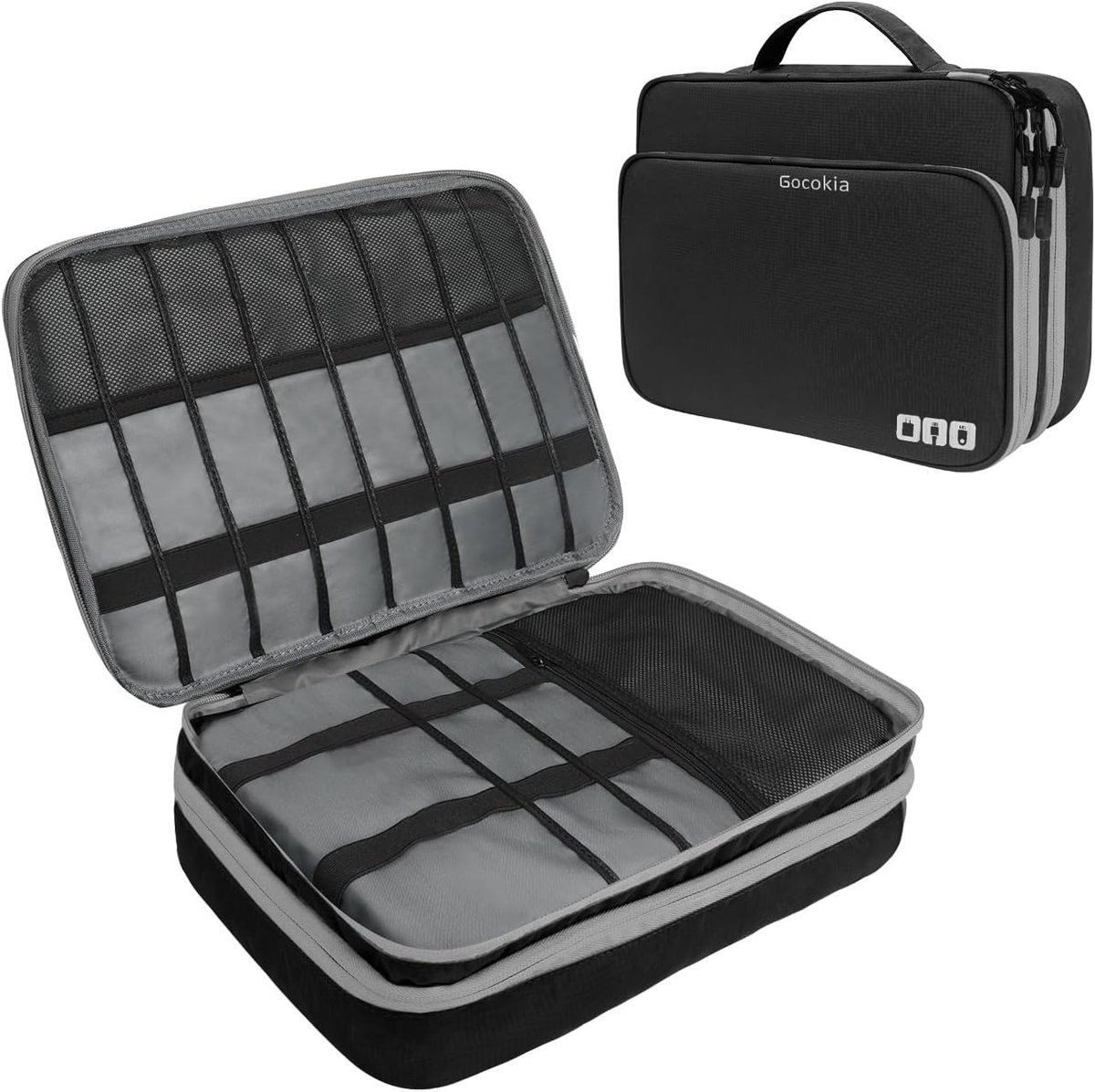 SnelShoppen - Travel Cable Organizer Bag 3 Laags XL Capaciteit - Elektronica Accessoires Tas voor Kabels, SD Kaarten, Opladers, Powerbank, Mobiele Tel