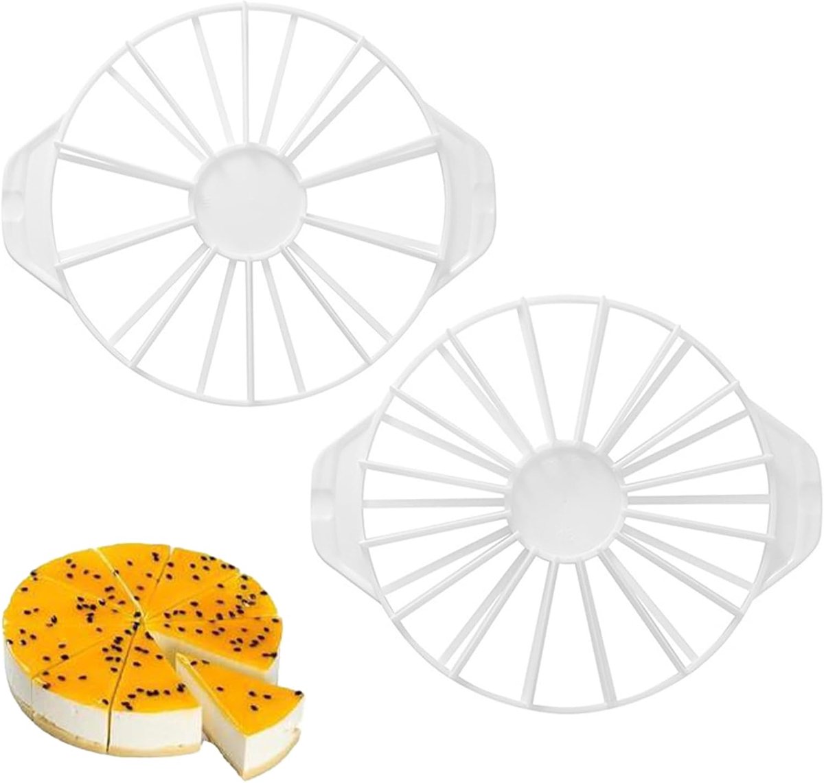 SnelShoppen - Cake Divider 10/12/14/16 Stukken - 2 Stuks Verstelbare Herbruikbare Plastic Taartverdeler voor Professioneel Bakken, Keuken Gereedschap