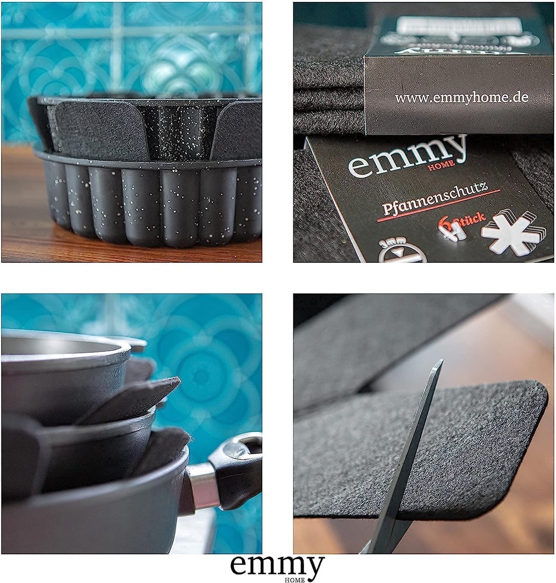 SnelShoppen - Pan Protector Vilt Set van 5 - Extra Dikke Pan Coasters 38 cm - Verstelbare Pot Beschermers voor Keuken, Milieu-vriendelijk en Lichtgewi