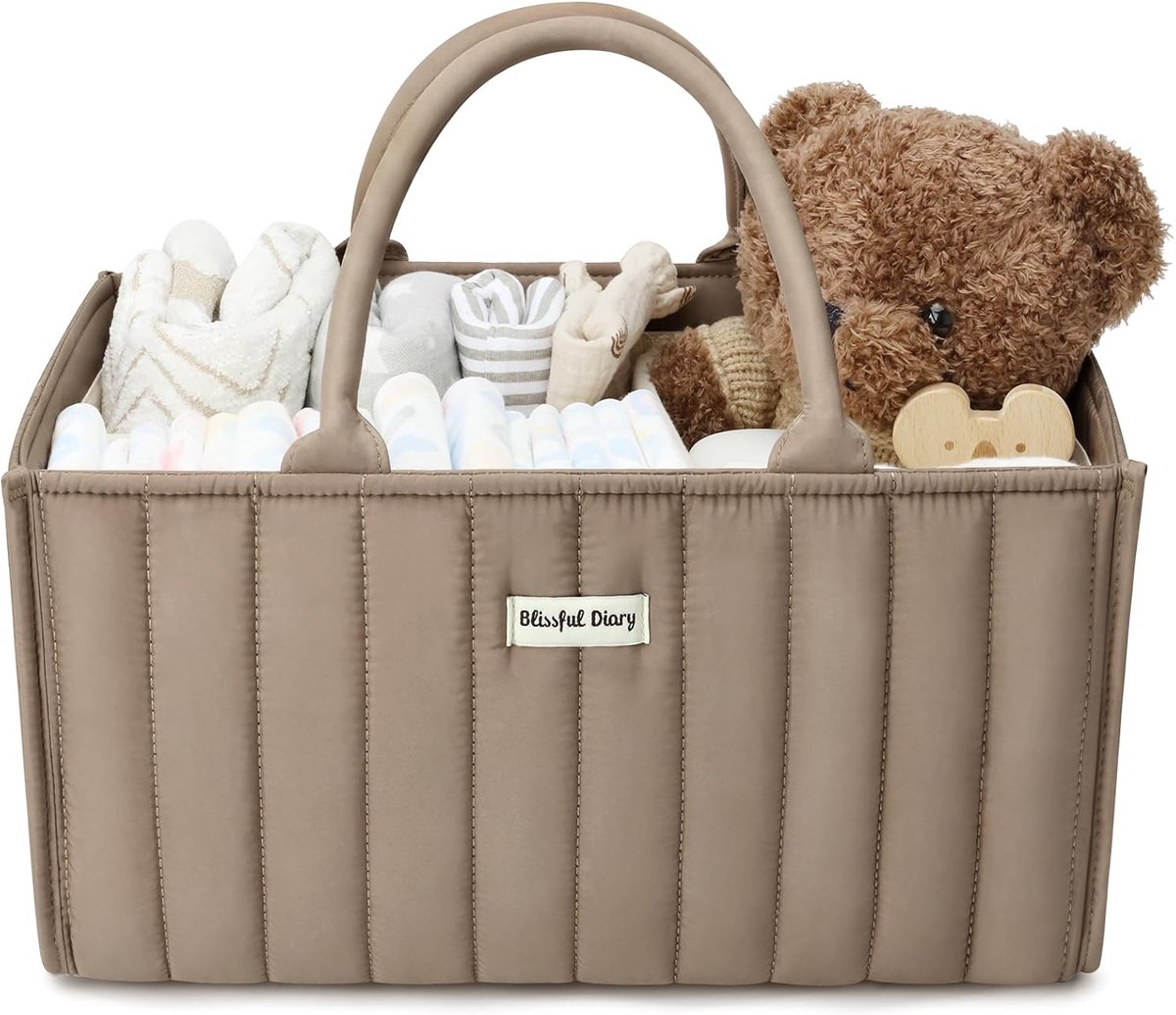 SnelShoppen - Luxe Diaper Bag Organizer, Mocha Brown, Stijlvolle Opbergmand voor Baby Essentials, Diaper Caddy, Perfect als Baby Shower Cadeau, Must-H