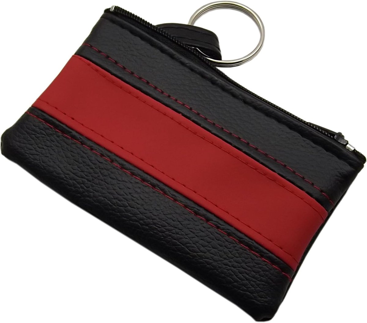 SnelShoppen - Praktische Sleuteltas/Sleutelcase met Ritsvak in Diverse Kleuren, 11x7 cm, Ideaal voor Thuis, Werk en Reizen, Zwart/Rood/Blauw/Geel