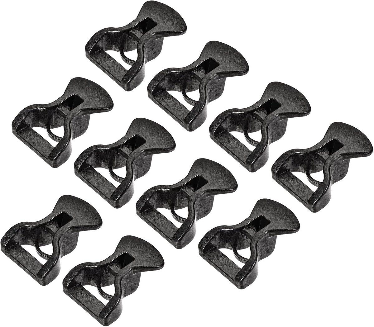 SnelShoppen - Pack van 10 Tent Rope Buckles 4mm Plastic Tensioners voor Outdoor Camping, Canopy en Tarpaulins - Zwart, Ideaal voor Tuin en Kampeeracti