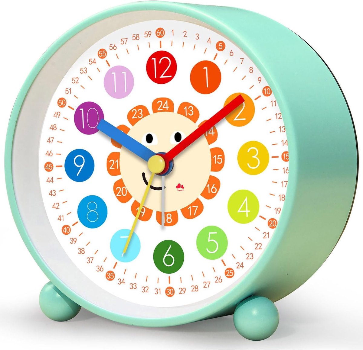 SnelShoppen - Kids Alarm Clock Zonder Tikken, Analoge Wecker voor Kinderen, Leerklok voor Jongens en Meisjes, Nachtlampje Batterij Aangedreven, Kleuri