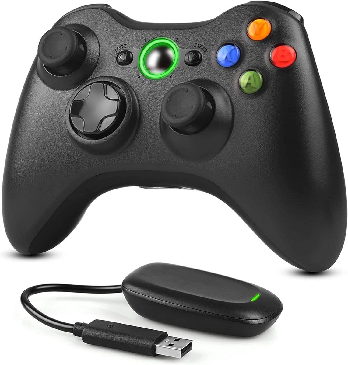 SnelShoppen - Draadloze Gamecontroller voor Xbox 360 en PC - 2,4GHz Ergonomisch Ontwerp met Dual-Vibratie Joystick en Ontvanger voor Windows 7/8/10