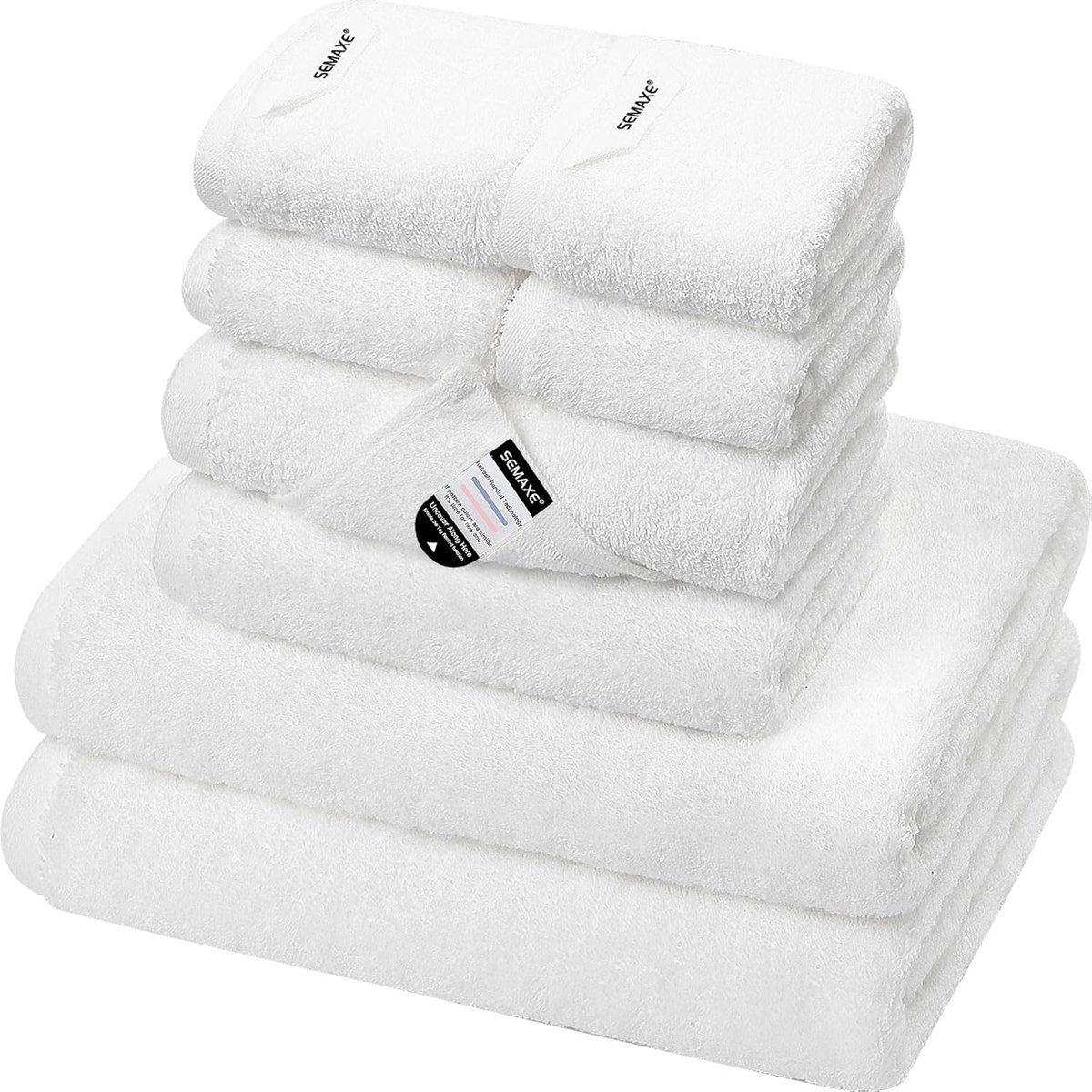 SnelShoppen - Luxe 8-delige Handdoek Set - 2 Badhanddoeken 2 Handdoeken 4 Washandjes - 100% Katoen - Zacht, Fluffy en Absorberend - Witte Handdoeken v