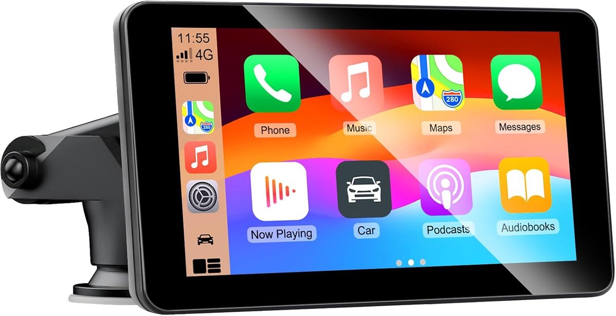 SnelShoppen - 7 Inch Apple Car Play Screen Android Auto, Draadloos Bluetooth/AUX/FM, Spiegelen, Navigatie, Voice Control, Auto Tablet voor Gemak en Ve
