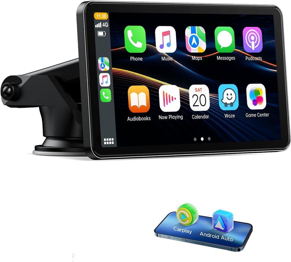 SnelShoppen - Draadloos Carplay Display 7 Inch Touchscreen met Android Auto, Live Navigatie, Bluetooth 5.0, AUX en FM voor Auto