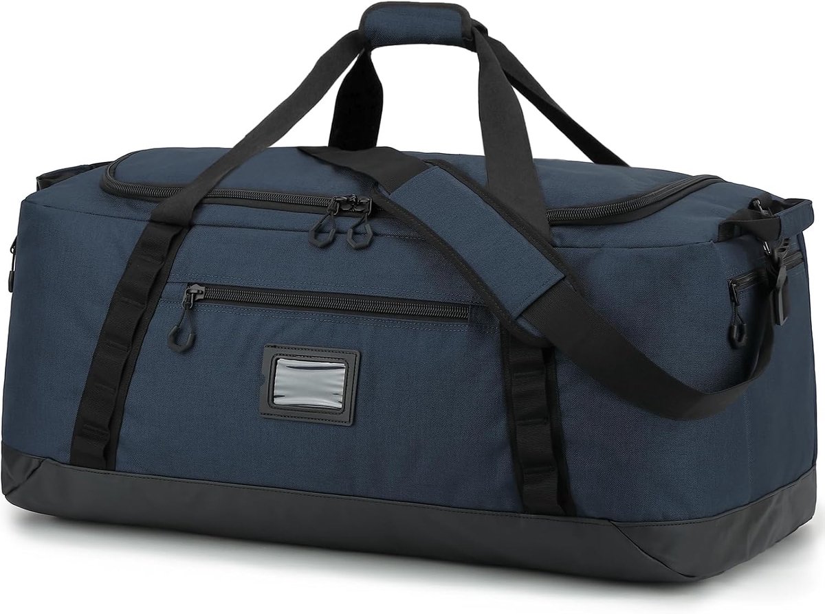 SnelShoppen - Grote Lichtgewicht Reis Duffle Bag Sport Gym Tas - Blauw - Extra Large Weekend & Overnachtings Camping Tas met Waterproof Bodem