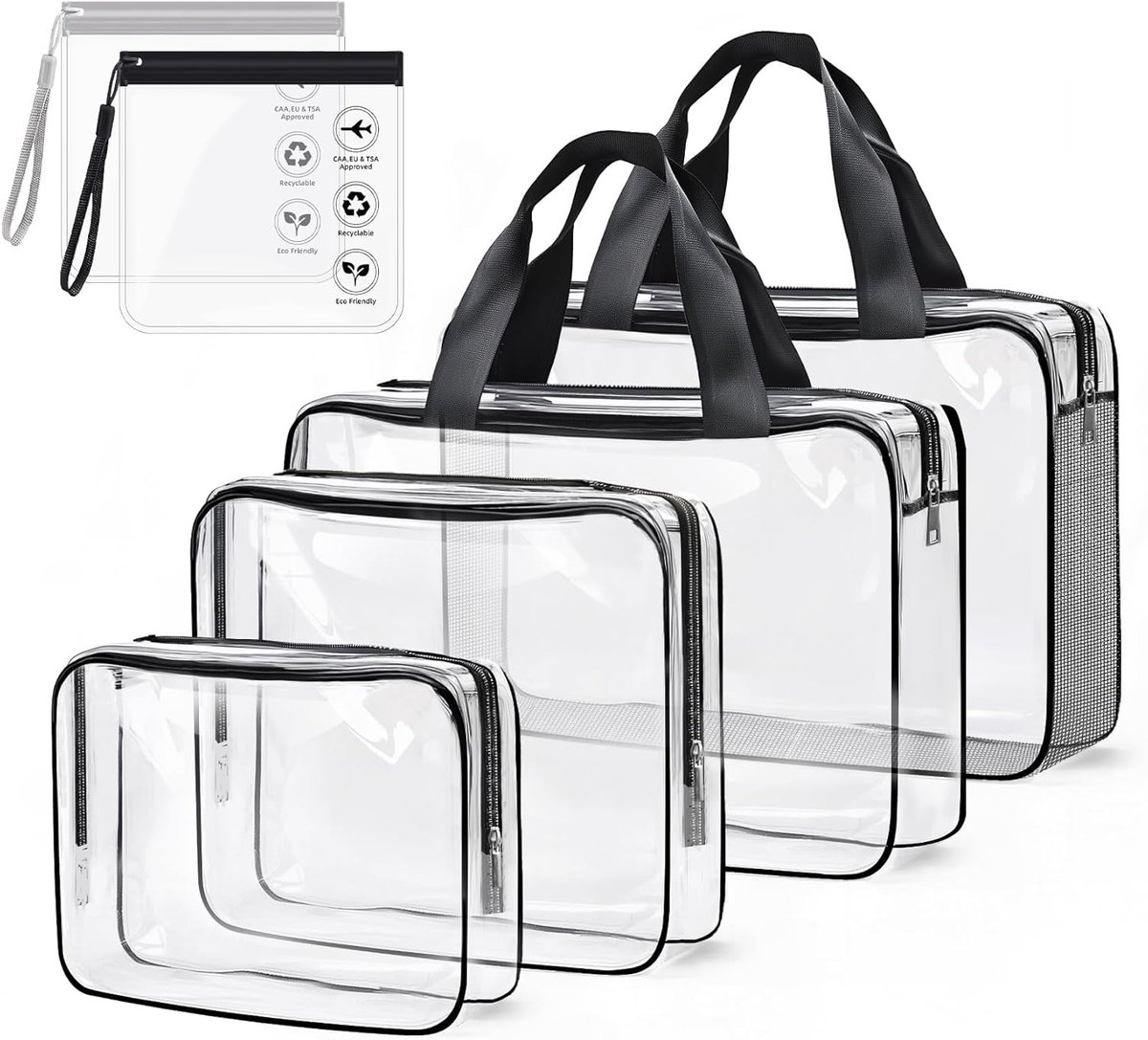 SnelShoppen - Transparante Toilettas Set 4 Stuks | Dikke Waterdichte PVC Cosmetica Tas voor Vrouwen, Handbagage, Reizen, Familie, Studenten, Normale e