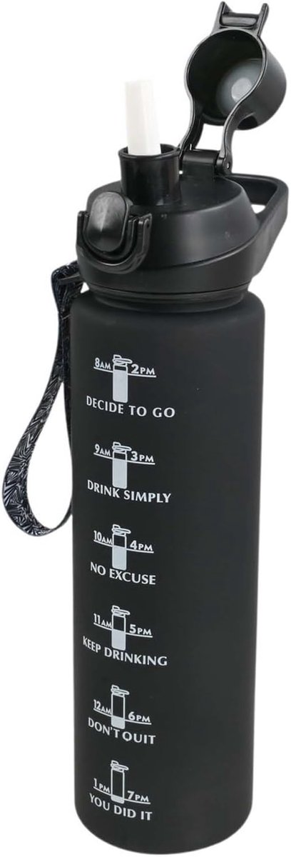 SnelShoppen - Zimoer Sportdrinkfles 1L - Grote Capaciteit, Herbruikbaar, Met Rietje en Schaalverdeling - Perfect Voor Kantoor, Yoga, Fietsen, Camping,