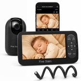 Five Stars® Dream One CONNECT - Babyfoon met Camera en App - 5 inch Display - Baby Monitor - Inclusief Flexhouder - Zwart