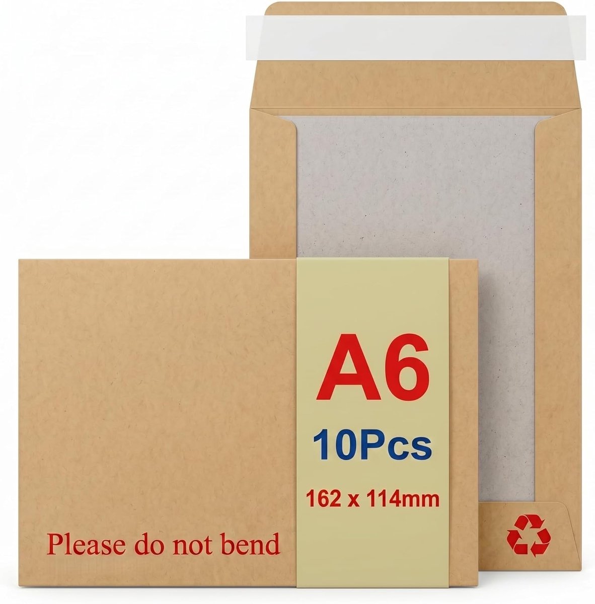 SnelShoppen - A6 Kartonnen Enveloppen Hardback Niet Buigen, 10 Stuks | C6 Papieren Enveloppen 162x114mm voor 10x15 Foto's & Geldcadeaus - Bruin Kraft