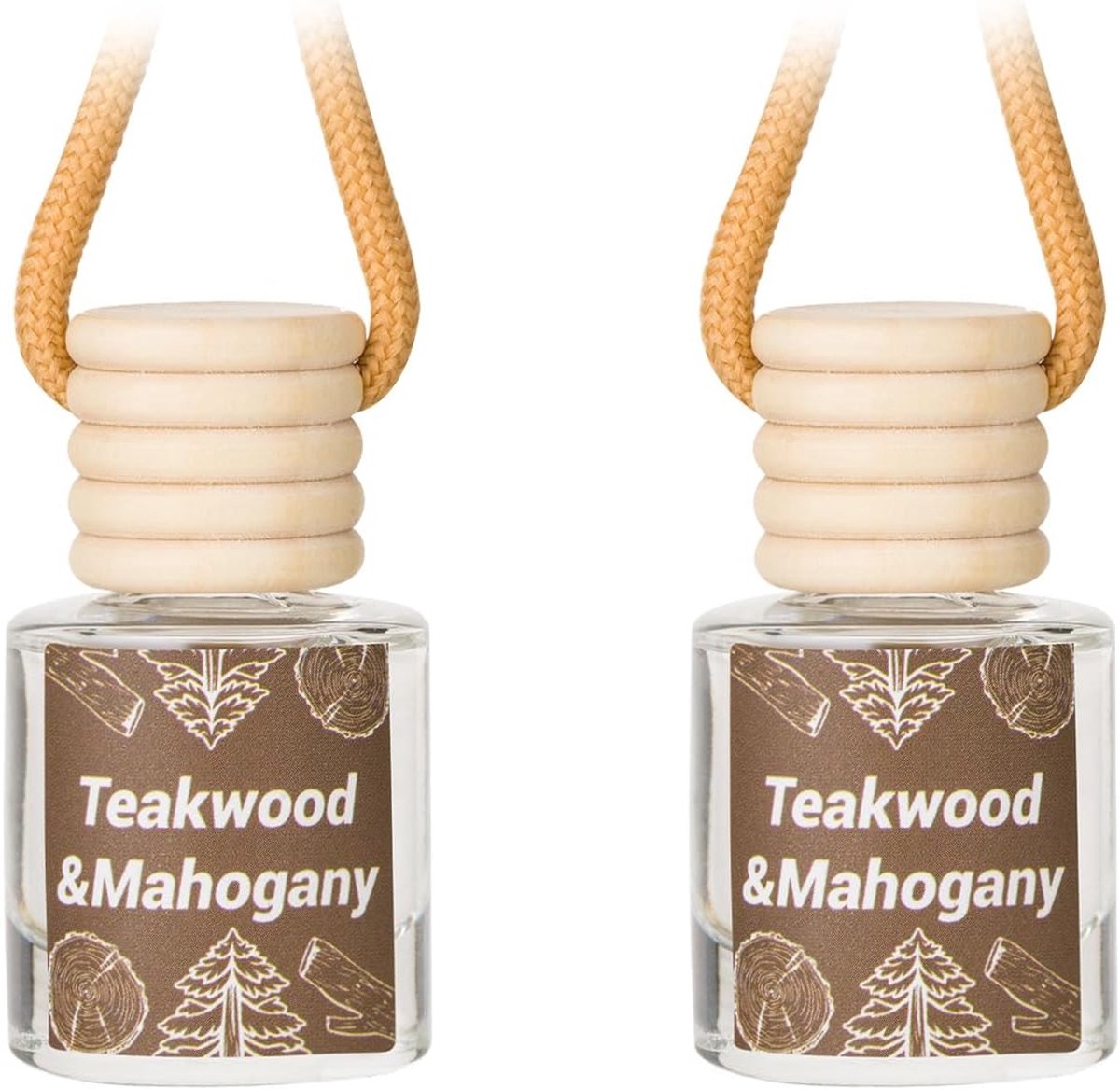 SnelShoppen - Car Air Freshener - Langdurige Luchtverfrisser voor Auto - Hangdiffuser - Teakhout & Mahonie - 2 stuks - Geschenken voor Mannen en Vrouw