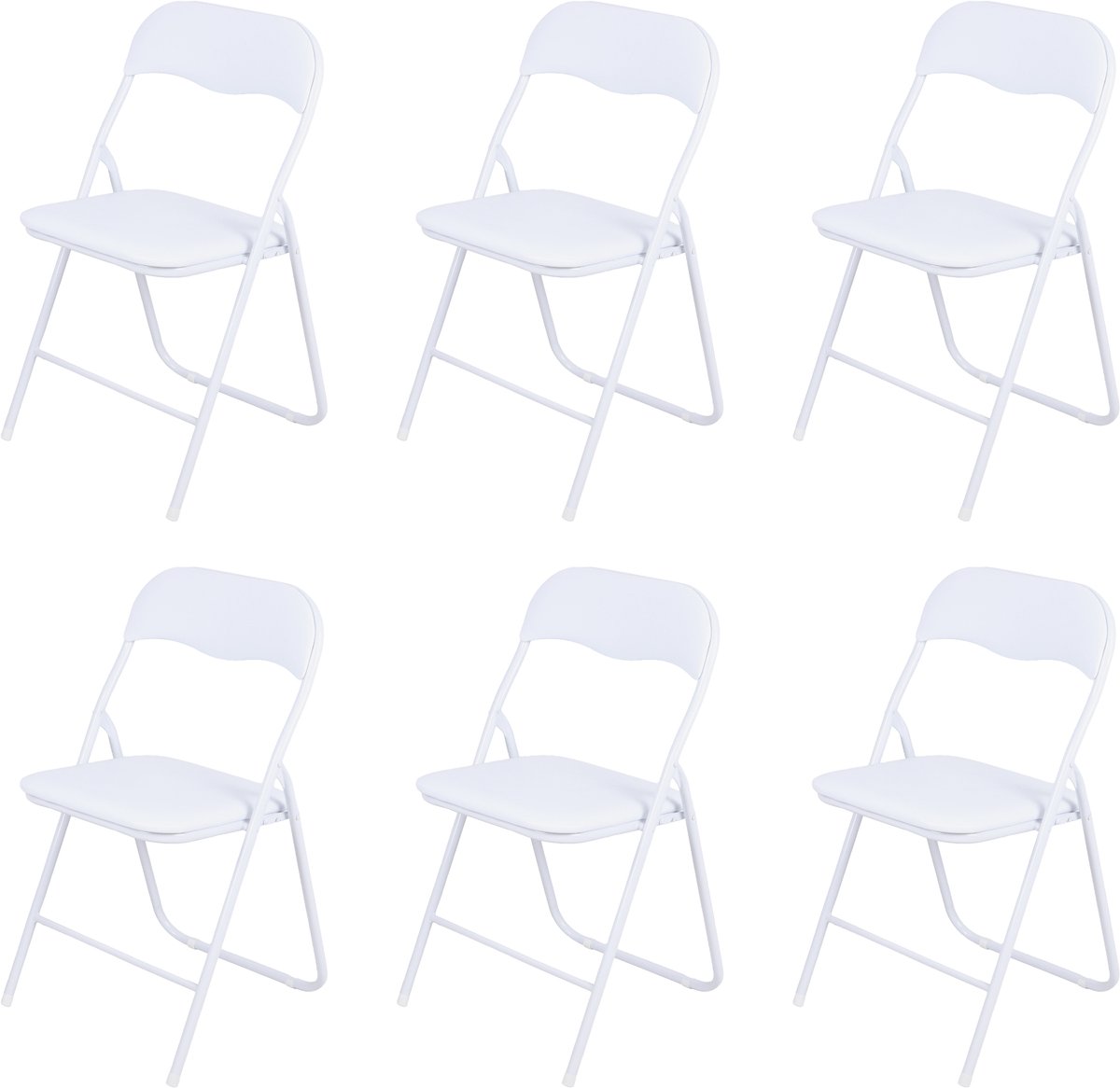 Urban Living "PRATIK" - Set van 6 witte opvouwbare PVC-stoelen - 45 x 44 x H 80 cm