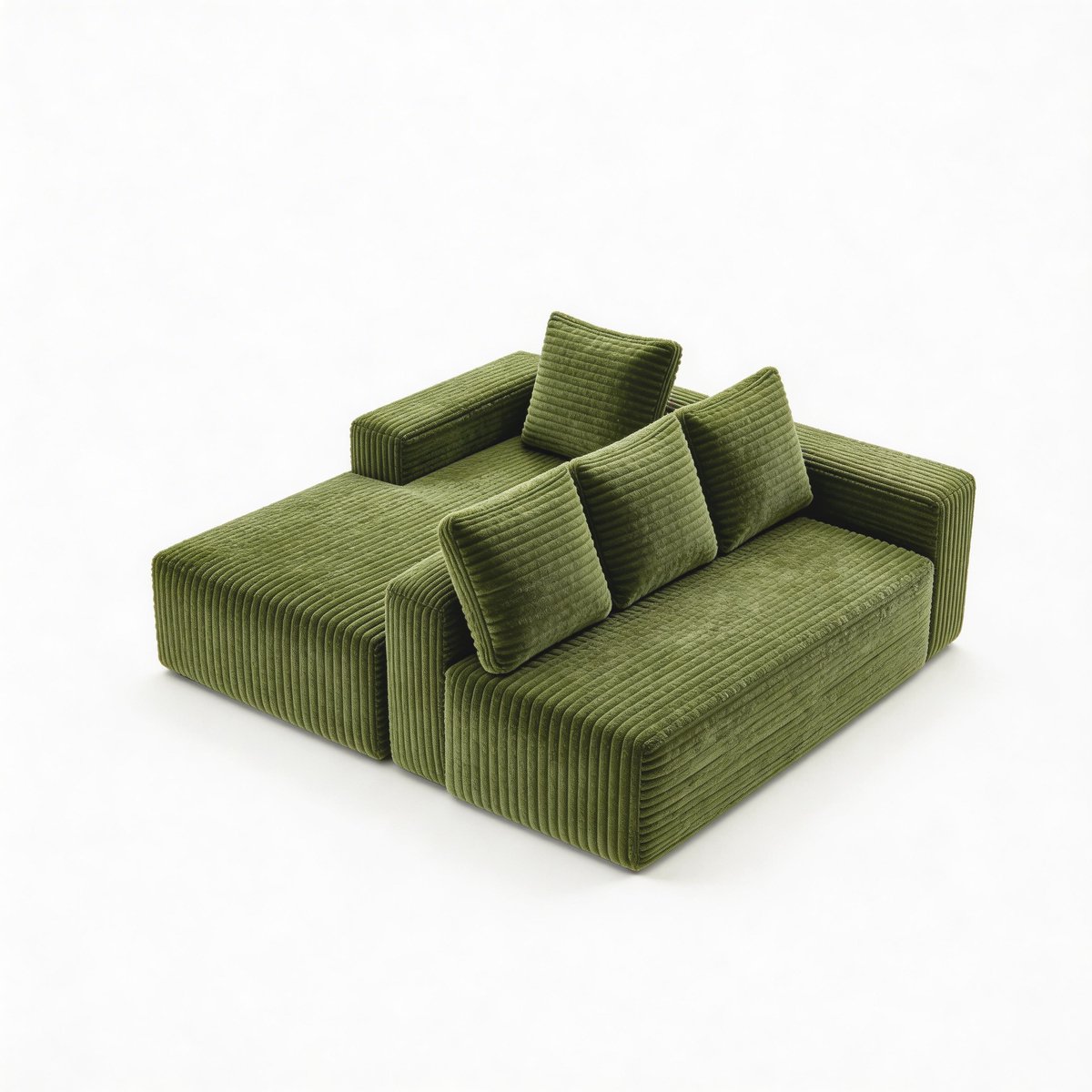 STILVORA Hoekbank 4-Zits - Modulaire L-Vorm Met Chaise Rechts - Diepe Zit En Comfortabele Opstelling Voor Woonkamer En Slaapkamer - Stof - Groen