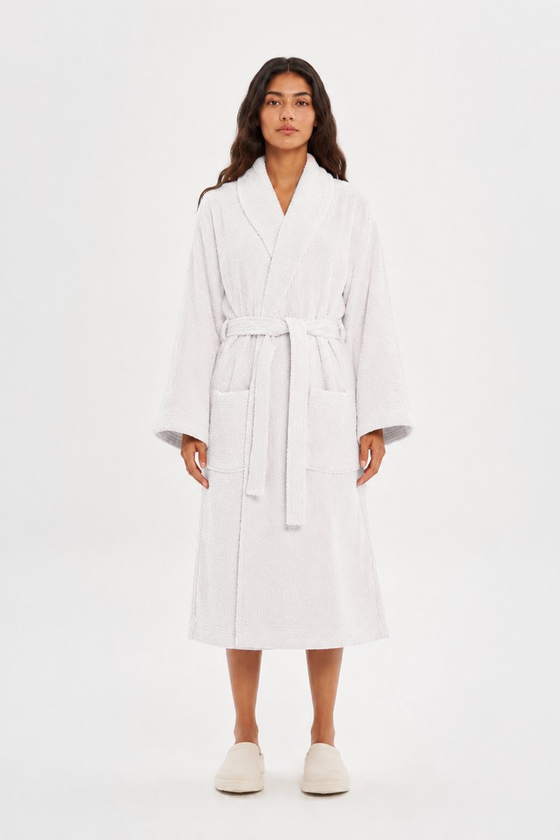 The Linen Room Katoenen Badjas – 450 GSM – 100% Katoen – Hotelkwaliteit – Unisex – Wit-XXL