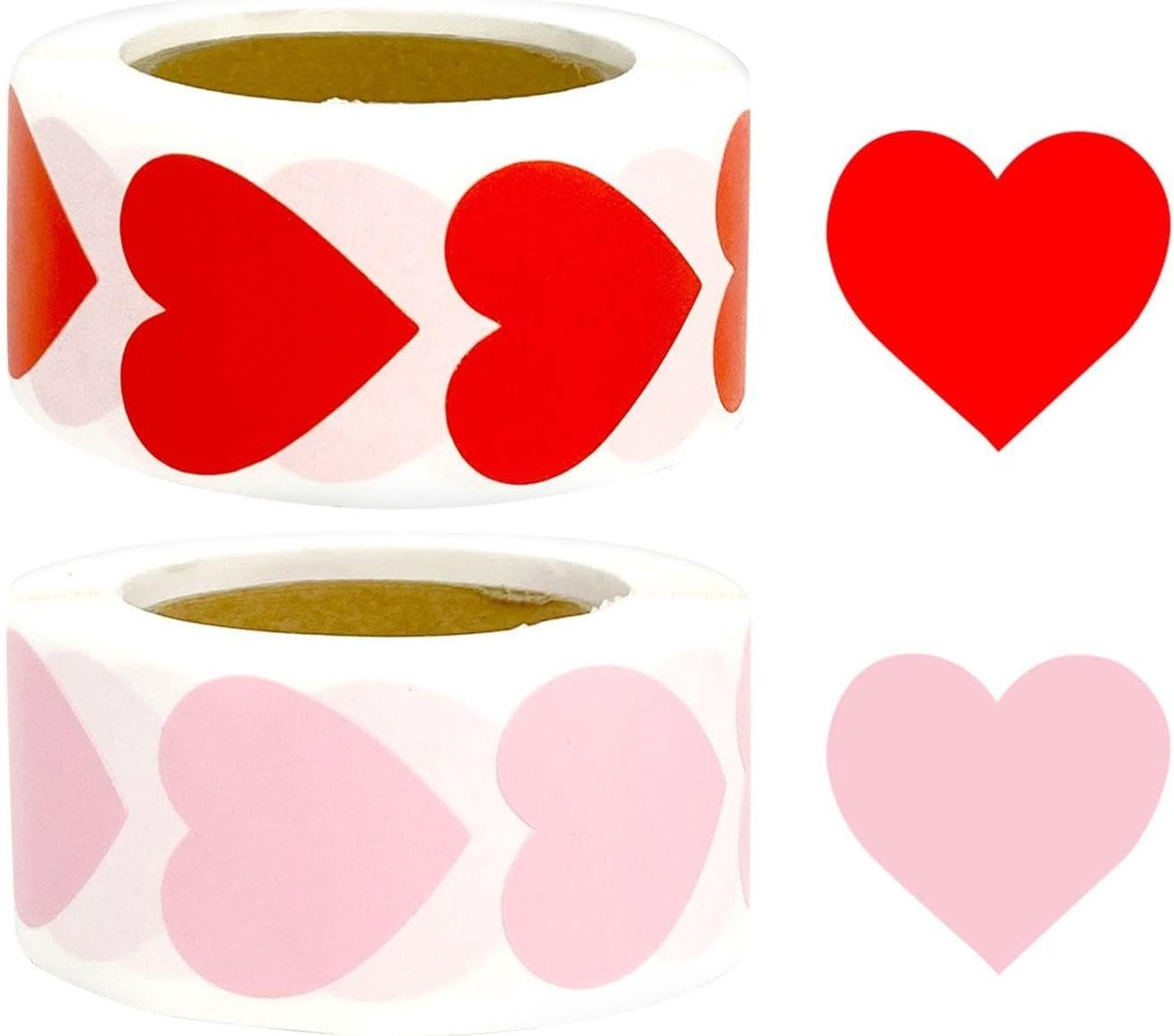 SnelShoppen - 1000 Hartvormige Stickers, Lege Liefde Labels, DIY Craft Tags, Decoratie Stickers, Schattige Hart Plakstickers, Rood en Roze, 2,5 cm voo