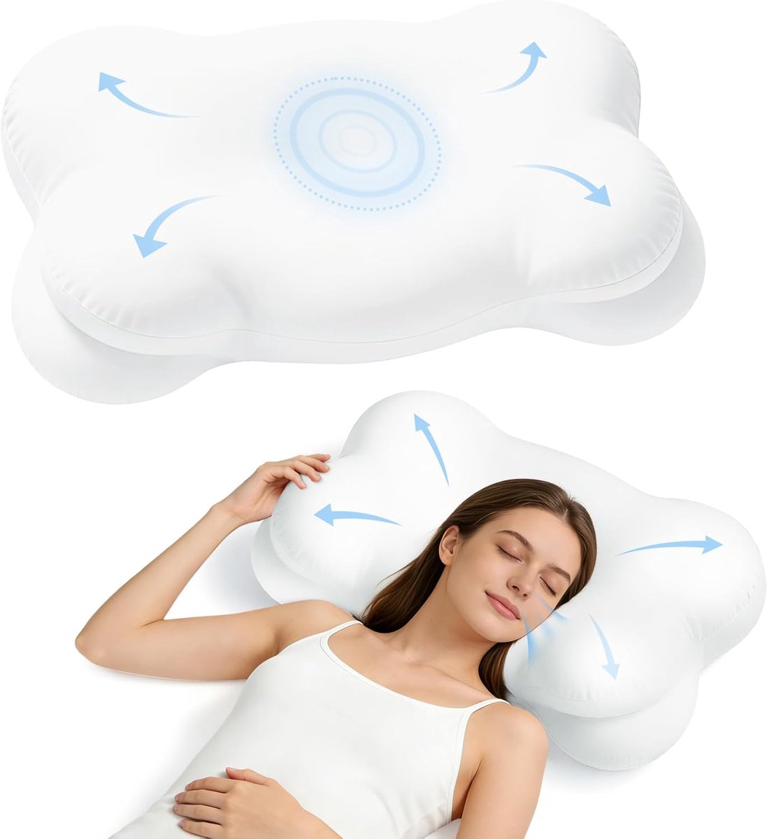 SnelShoppen - Ergonomisch Nek Kussen - Memory Foam Orthopedisch Kussen - Ondersteuning voor Zijslapers, Rugslapers en Buikslapers - 69x38x9/11cm - 2 A