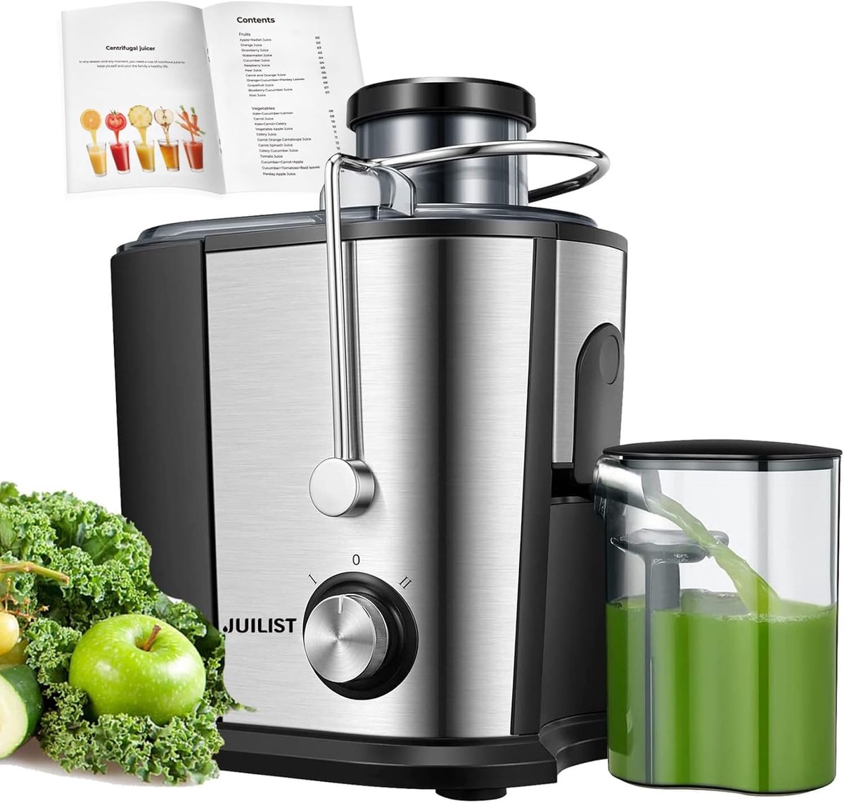 SnelShoppen - Professionele Juicer voor Fruit en Groenten tot 800 W, Extractor met 65 mm Opening, 2 Snelheden, Druppelvrije Functie, Antislip Basis, M